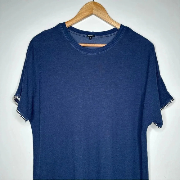 Monrow Revolve Navy Super Soft Blanket Stitch Casual Shirt Dress Size Small - Picture 4 of 12